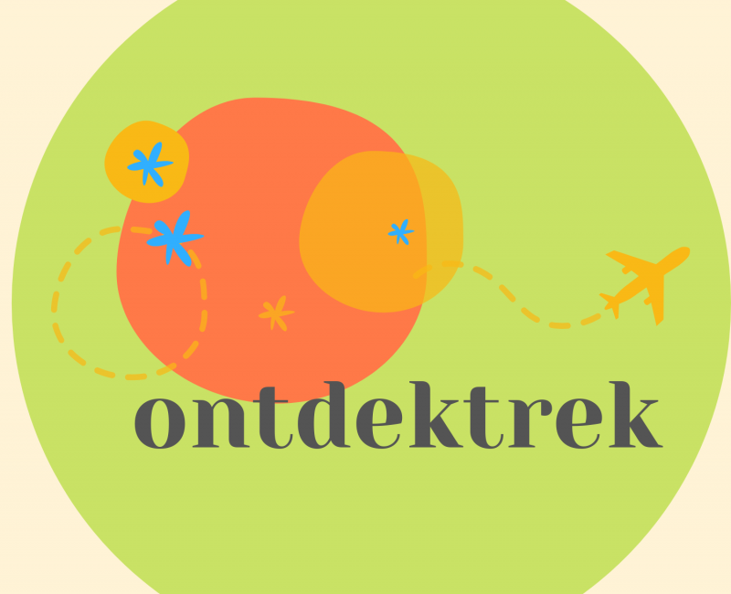 Groene cirkel met een sinasappel oranje sinasappel er in en een vliegtuig