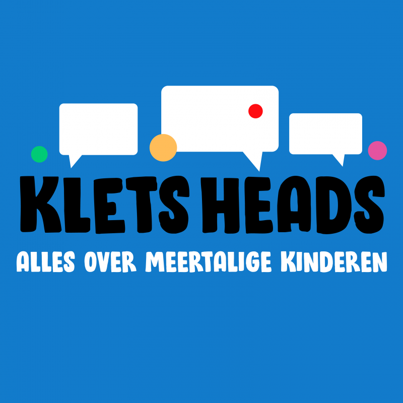 Blauw logo van Kletsheads alles over meertalige kinderen