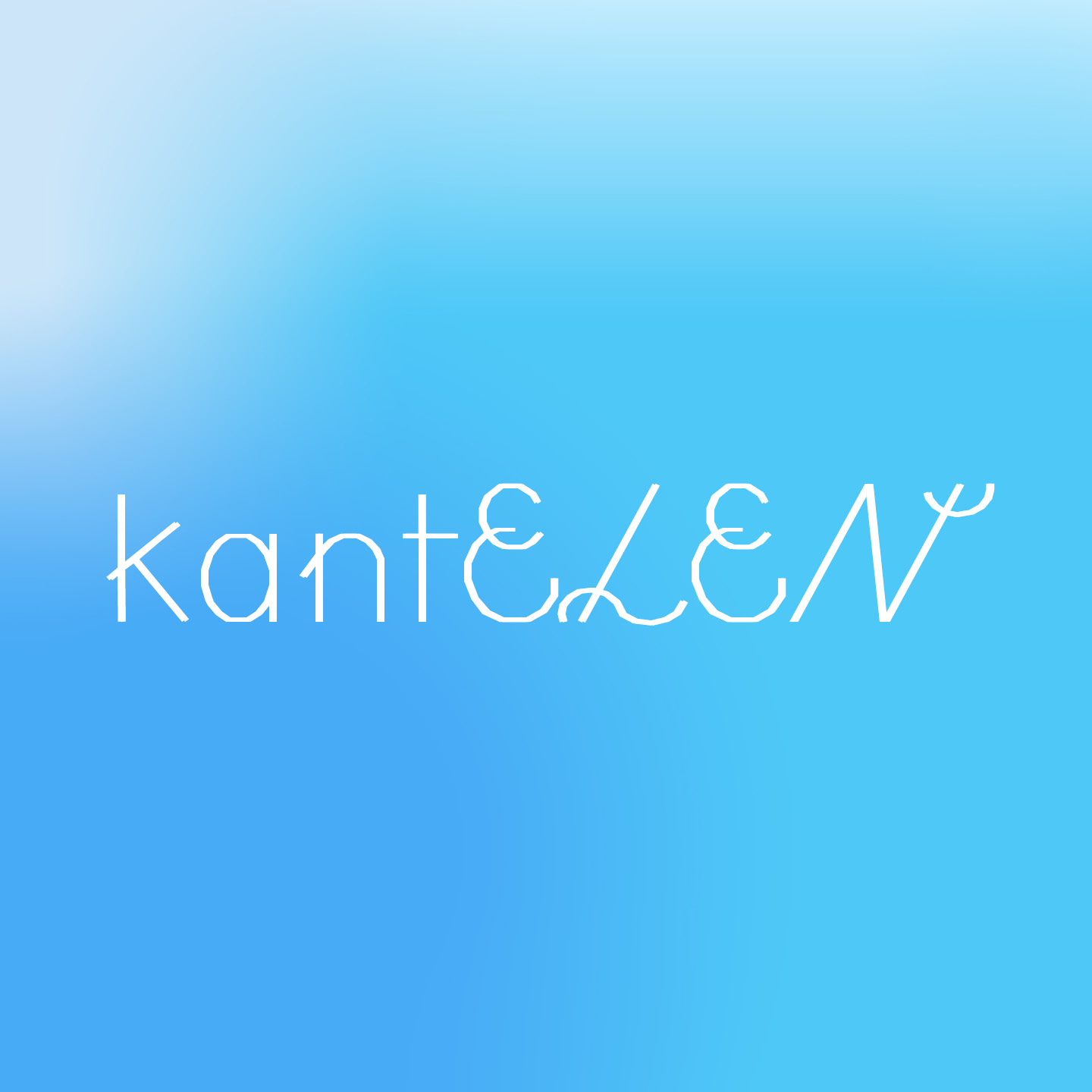 Logo met de tekst 'kantelen' in een handgeschreven, speelse lettertype op een lichtblauwe achtergrond met een subtiele gradient van wit naar blauw.